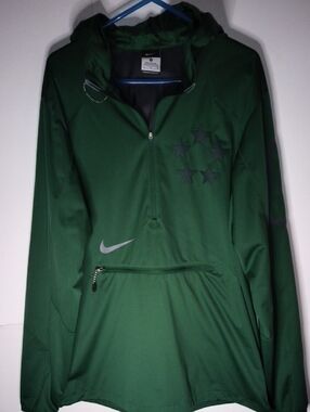 Nike Green Field General Fly Rush Lightweight Pullover Jacket With Hood,Like New